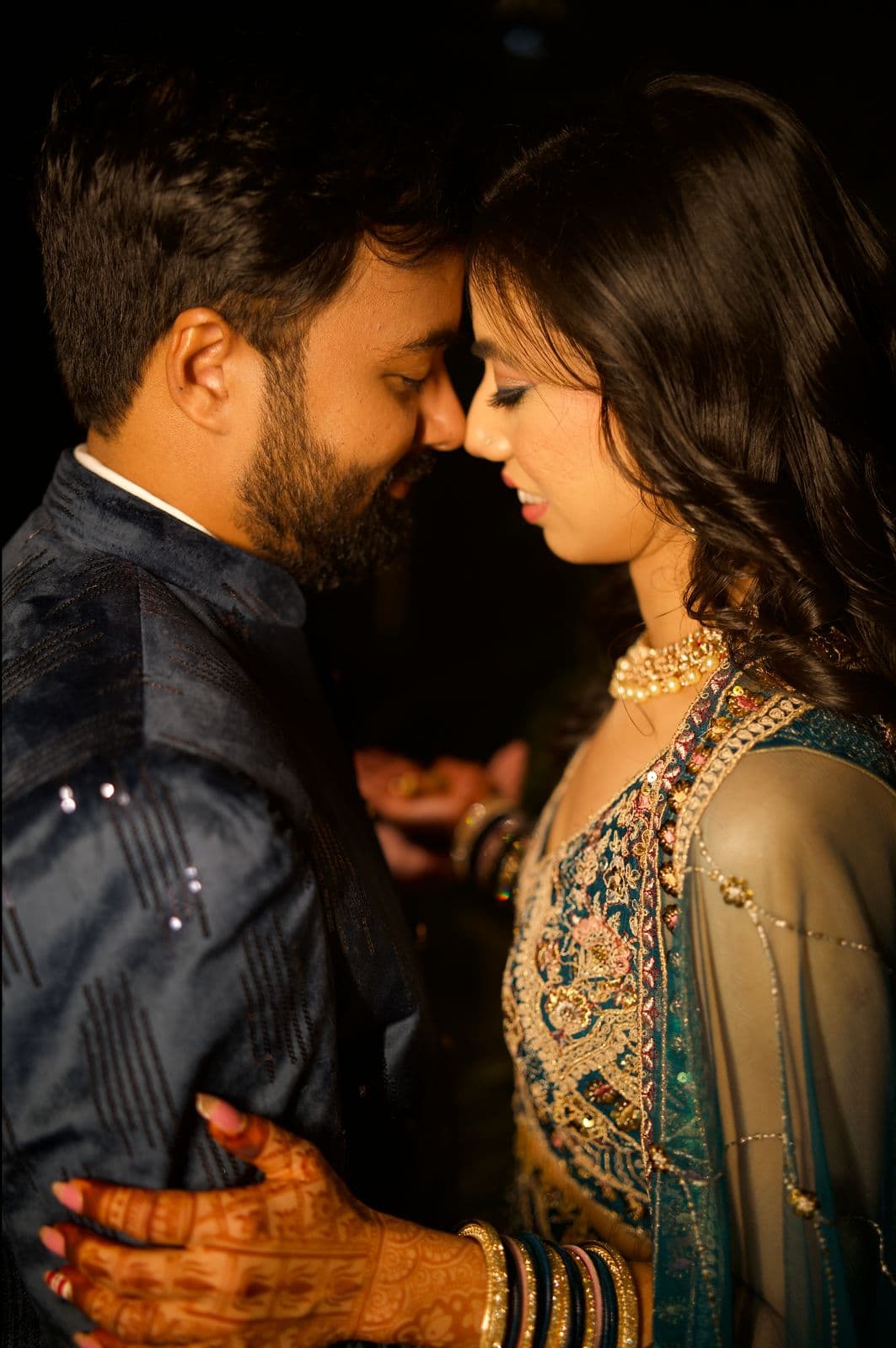 Real wedding tales — intimate couple portrait at reception